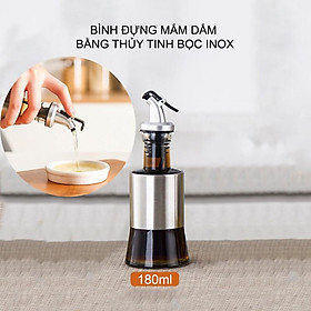 Mua LỌ ĐỰNG NƯỚC MẮM  DẤM  DẦU ĂN VÀ GIA VỊ KHÁC 180ML BẰNG THỦY TINH BỌC INOX 304