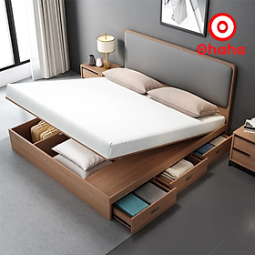 [Miễn phí vận chuyển & lắp đặt] Giường ngủ thông minh cao cấp bọc nệm đầu giường có hộc kéo gỗ công nghiệp Ohaha - GN015