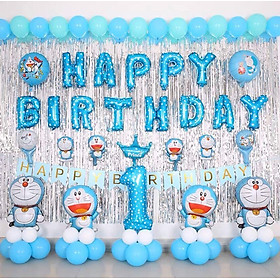 Bộ trang trí sinh nhật Doremon cho bé set combo balloon Tnoi51