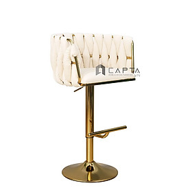 Mua Ghế quầy bar vải nhung chân vàng bóng CB2162B-F Nội thất Capta Ghế đảo bếp nâng hạ độ cao  ghế trang điểm  ghế bar café nhà hàng có tay tựa