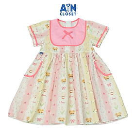 Đầm bé gái hoạ tiết Gấu Thỏ Hồng Cotton - AICDBGWIBKER - AIN Closet