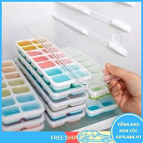 Mua Khuân Làm Đá Viên Có Năp Đạy Đế Khay Silicon Tiện Lợi Dễ Lấy  - Vận Chuyển Miễn Phí Toàn Quốc