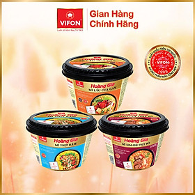 Thùng 12 Tô Mì HOÀNG GIA Kim Chi Thịt Bò/ Lẩu cua cay/ Thịt Bằm VIFON 130gr / Tô