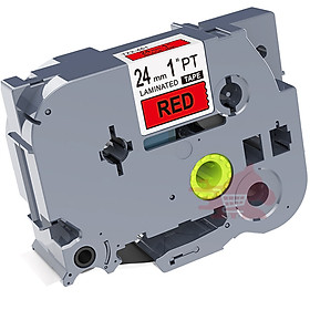 Mua  Mua 10 tặng 1  Nhãn in TZ2-451( tương thích nhãn in Tze-451  Hze-451)  Khổ rộng 24mm* dài 8m  chữ đen nền đỏ ( Black on red)  nhãn đa lớp  bám dính cao