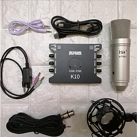 Mua Combo Bộ Míc Thu Âm Livestream Hát Karaoke Online Micro AT100 + CARD K10+ dây live MA2 Hàng nhập khẩu