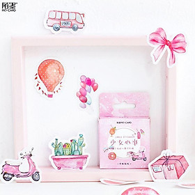 Bộ 46 Sticker Hàn Quốc Màu Hồng dán trang trí E13