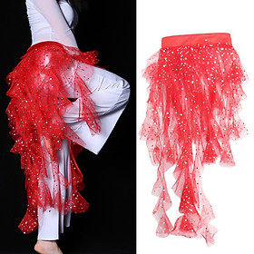 Chiffon Sequins Belly Dance Hip Scarf Net Skirt Pole Dance Costumes