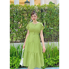 Đầm xòe 3 tầng phối nút duyên dáng D060 - Lady Fashion