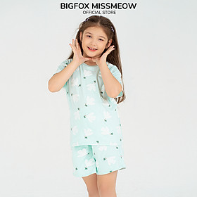 Bộ quần áo bé gái Bigfox Miss Meow size đại kiểu cộc tay mùa hè chất cotton in bồ câu nhỏ 3,9,10,11 tuổi 30kg 40kg 1979 - BỘ BG XANH CHIM BỒ CÂU - 117cm, 20 - 22kg (6)