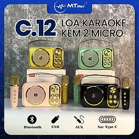 Hình ảnh Loa Karaoke Zansong C12 - Kèm 1 Micro Không Dây. Kiểu dáng mini siêu kute, màu sắc bắt mắt. Mặt trước có bộ âm trầm được bảo vệ bởi lưới kim loại. Có cổng kết nối AUX, USB, thẻ TF và tích hợp Bluetooth 5.0