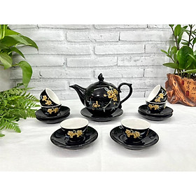 Bộ ấm chén họa tiết vẽ hoa vàng