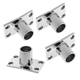4pcs Heavy Duty Boat Hand Rail Fitting 1 inch 25mm Rectangular Stanchion Base 90 Degree, 316 Stainless Steel