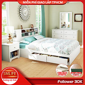 Giường ngủ gỗ hiện đại SMLIFE Serena  | Gỗ MDF dày 17mm chống ẩm | D205xR165xC100cm - Màu