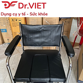 Ghế bô vệ sinh không bánh xe, mặt nệm Lucass G36 - hỗ trọ người già