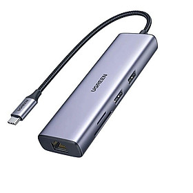Mua Ugreen UG90568CM512TK 4K30Hz Bộ chuyển 7in1 USB type C sang 2*USB3.0 + HDMI + RJ45 + SD & TF + PD Converter - HÀNG CHÍNH HÃNG