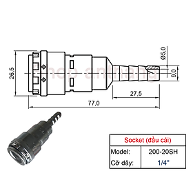 Khớp nối nhanh khí nén một chạm 200-SH, Nitto - Nhật Bản