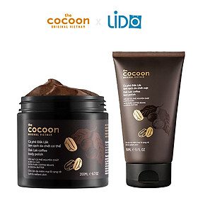 Bộ cà phê Đắk Lắk làm sạch da chết cocoon da mặt 150ml + cơ thể 200ml