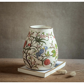 Mua Lọ hoa gốm sứ Bát Tràng cao cấp vẽ tay hoạ tiết chim hoa phú quý cao 22cm