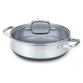 Nồi Inox 304 đúc liền khối Vincent chống dính Blackcube 2 mặt 24cm