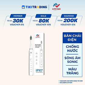 Bàn Chải Điện Sonic Life360 LE-BCD22B - Chải Sạch Mảng Bám Tới 10 Lần, Chống Nước IPX7