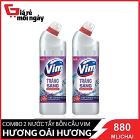 COMBO 2 chai Nước tẩy bồn cầu VIM Trắng Sáng Than hoạt tính và hoa oải hương Tím 870ml X2