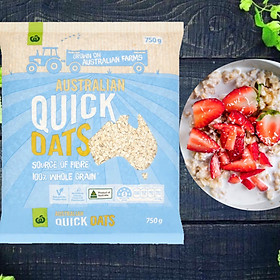 Yến Mạch Ăn Liền Woolworths Oats Quick - Phù Hợp Ăn kiêng, Giúp Giảm Cân, Giảm Cholesterol Trong Máu, Kiểm Soát Đường Máu, Tăng Cường Miễn Dịch - Bịch 750g