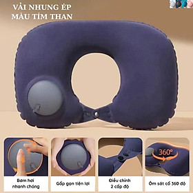 Mua Gối hơi kê cổ bơm tự động  mềm mại  thiết kế hình chữ U giúp giảm đau cổ  có nút cài  phù hợp cho văn phòng và du lịch  Phượt Dã Ngoại Đi Chơi Quà Tặng Nam Nữ