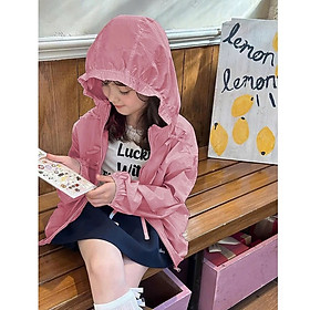 Áo Khoác Gió Bé Gái Có Nón Đính Nơ Cực Xinh - Chống Nắng Từ 12-45kg Dành Cho Bé Gái