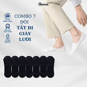 Combo 7 Đôi Vớ Lười Nam Siêu Thoáng Mát, Tất Vớ Nam Đi Giày Lười Có Đệm Cao Su Chống Trượt Gót Chân - GOMTAT-LUOI02- CB7 - Đen 02