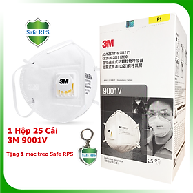 Mua Khẩu trang bảo hộ lao động 3M 9001V có van thở   chống bụi siêu mịn PM2.5   kháng khuẩn   màu trắng   25 cái/hộp   theo tiêu chuẩn : AS/NZS P2  EN 143:2000   tặng móc treo khóa