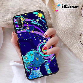 Ốp lưng iCase dành cho Vivo U10 chất liệu viền dẻo lưng cứng nhám TPU có hai lỗ xỏ dây đeo in nổi 4D hình bộ sưu tập Purple 08
