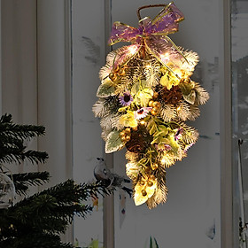 Artificial Christmas Teardrop Swag Fairy Lights Wreath for Farmhouse Holiday