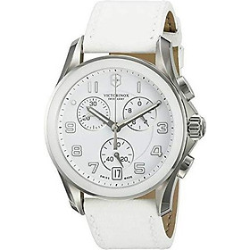 Victorinox Swiss Army 241500 Chrono Classic Watch with White Dial and White Leather Strap