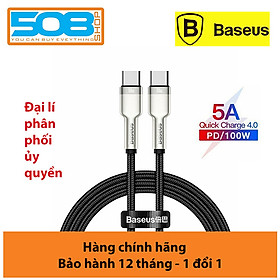 Mua Cáp sạc Baseus Type C 100W  Cáp sạc siêu nhanh 100W Baseus Metal Data Cable Type C to Type C (100W) - Hàng nhập khẩu