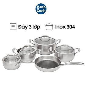 Mua Bộ nồi inox cao cấp 3 lớp Malloca SA-2041 (9 món)