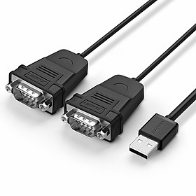 Cáp chuyển đổi USB 2.0 sang 2 đầu COM RS232 đực chuẩn DB9 dài 1.5m UGREEN US229 30769 - Hàng chính hãng