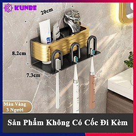 Giá Treo Bàn Chải Kem Đánh Răng KUNBE Chất Liệu Nhôm Siêu Nhẹ Dán Tường Bằng Keo Chắc Chắn