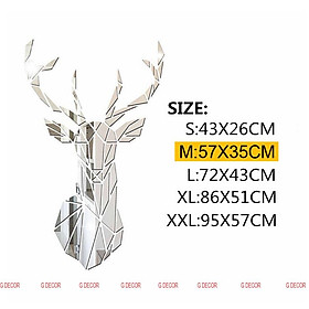 Mua Decal dán tường 3D dạng gương hình đầu hươu làm bằng Acrylic dùng để trang trí nội thất  nhà cửa  decor phòng khách  spa