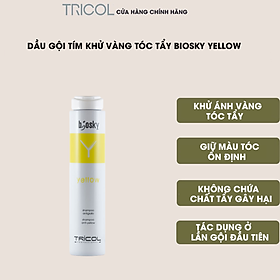 Dầu gội tím khử vàng và giữ màu cho tóc tẩy nhuộm Italia Tricol Biosky Yellow Shampoo