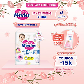 Tã/bỉm quần Merries size M - 52 miếng (dành cho bé từ 6 - 11kg)