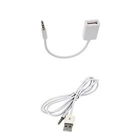 3.5mm Male To USB 2.0 Female Converter +3.5mm Male AUX Audio Jack To USB 2.0 Male Charge & Data Cable for iPod MP3 MP4 Players
