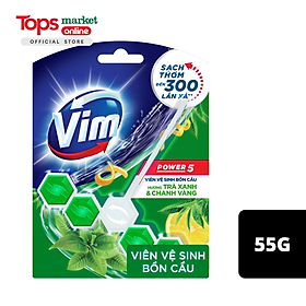 Viên Tẩy Bồn Cầu Vim Power 5 Hương Trà Xanh Chanh Vàng 55G