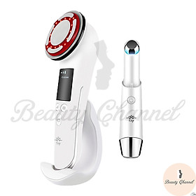 Hình ảnh Máy Massage Mặt Làm Đẹp Da 5 in 1 – Photon Nóng Lạnh – EMS Nâng Cơ – Xung Điện Massage Giúp Rửa Sạch Da Mặt, Tăng Cường Hấp Thụ & Khóa Giữ Chất Dưỡng Săn Chắc Làn Da Kèm Máy Massage Mắt Mini Loại Bỏ Quầng Thâm