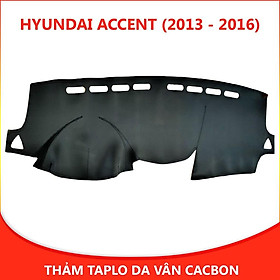 Thảm taplo ô tô Accent 2010 - 2017 loại da vân cacbon chống nắng, chống nứt vỡ taplo, thảm taplo Hyundai Accent
