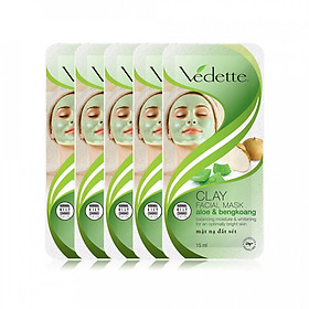 Lô 5 Mặt nạ đất sét nha đam & bengkoang Vedette 15ml