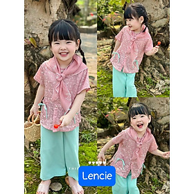 Nguyên set đồ bà ba cho bé gái mẫu vải gấm đi chơi biểu diễn đẹp từ 12-40kg hàng thiết kế (không kèm khăn)