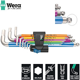 Mua Bộ lục giác thép không gỉ nhiều màu đầu có VIÊN BI giữ vít Wera 05022699001 3950/9 Hex-Plus Multicolour HF Stainless 1