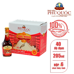 Nước mắm Khải Hoàn Phú Quốc 40 độ đạm 205ml thùng 6 chai