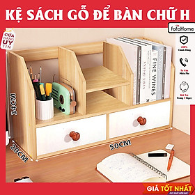 Mua Kệ Sách Để Bàn Chữ H  Kèm 2 Ngăn Kéo Cao Cấp - Mẫu 7 - Dễ Lắp Ráp