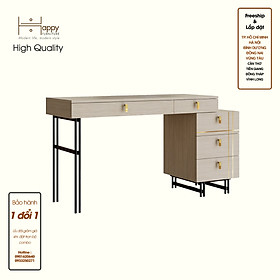 Hình ảnh [Happy Home Furniture - 100% GỖ TỰ NHIÊN] JOCASTA, Bàn làm việc 5 ngăn kéo - Chân sắt, 120cm x 45cm x 75cm ( DxRxC), BAN_092